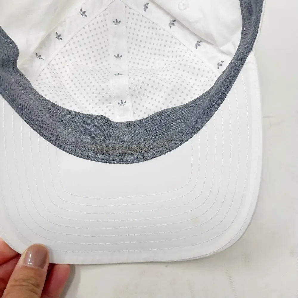 Adidas Womens White Black Relaxed Strap Back Hat Embroidered Logo Cap Adjustable